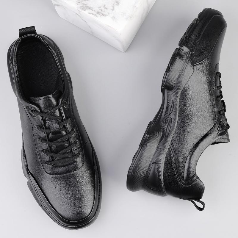 Fashion Non-Slip Flats Breathable Casual Shoes Lightweight Walking Shoes Men's Genuine Leather Sneakers Fashion Athletic Running Shoes