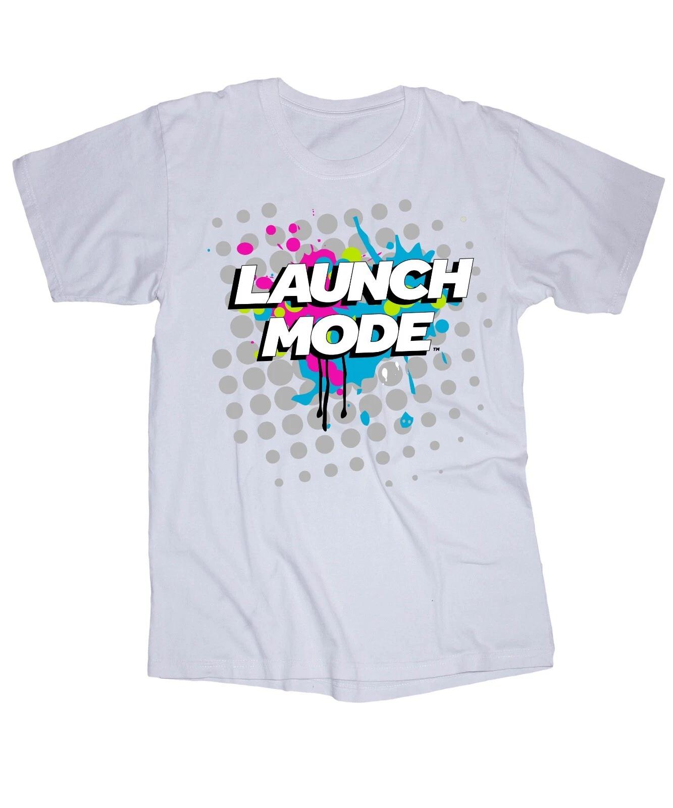 LAUNCH MODE splatter white T-shirt 80 s surfing BMX Skateboarding Ocean Coast S