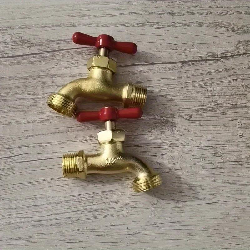2 pièces Robinet de Jardin Style Classique Alliage de Zinc Robinet de Tuyau Installation à Trou Unique Convient aux Filetages NPT de 1/2 Pouce.