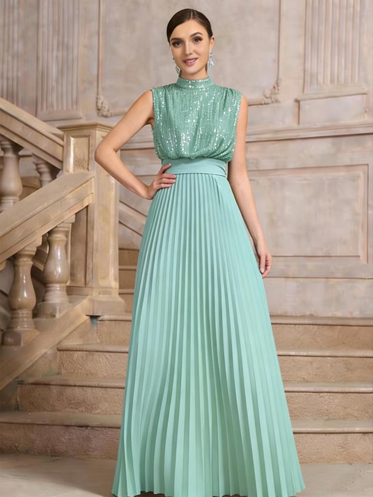 Sequin Pleated Banquet Evening Dress - Spring/Summer Women's Party Wedding Fashion