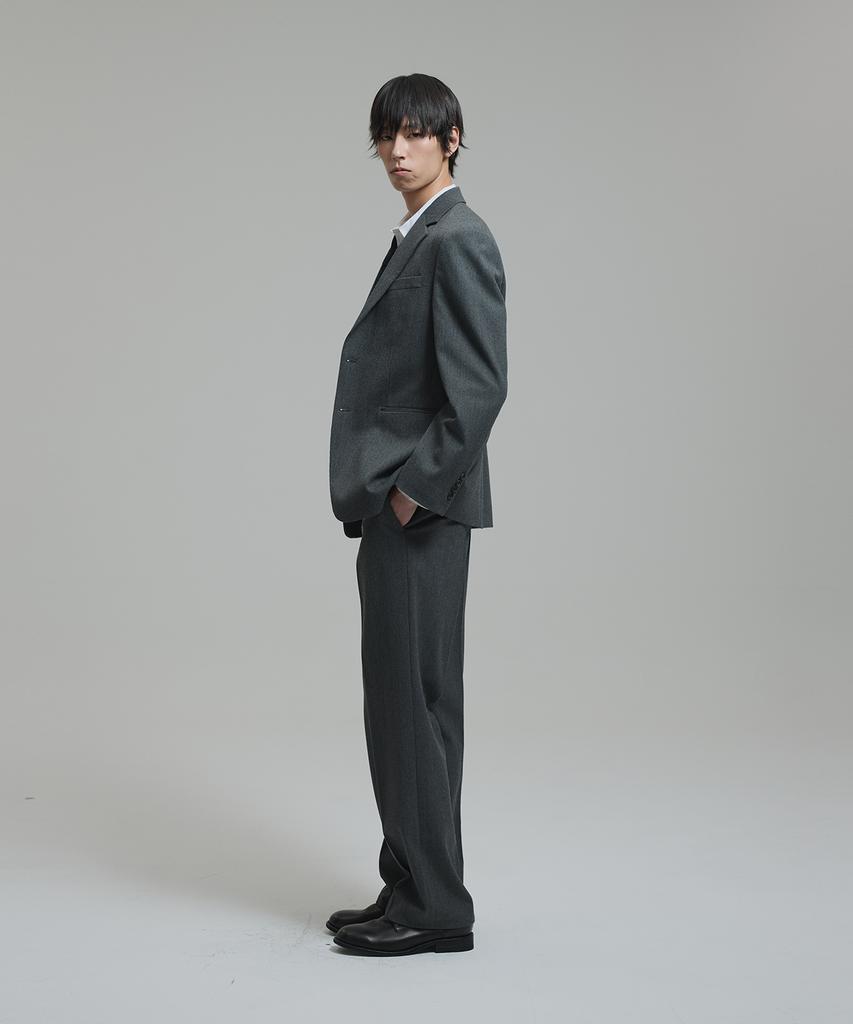 NONBLANK Wool Blend Ribbed Semi-Overfit Blazer_Grey