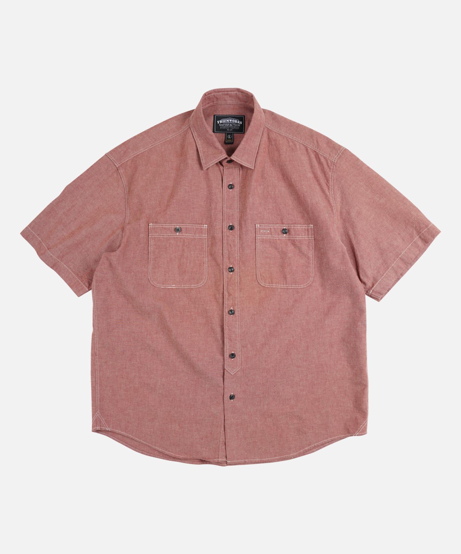 Prism Works Chambray Work Half Shirt _ Red Red/M