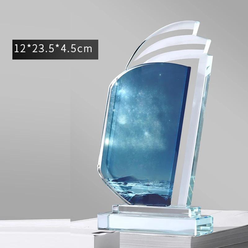 Creative Customization Color Printing Crystal Trophy Enterprise Excellent Employee Annual Meeting Award Awards Medals Home Decor