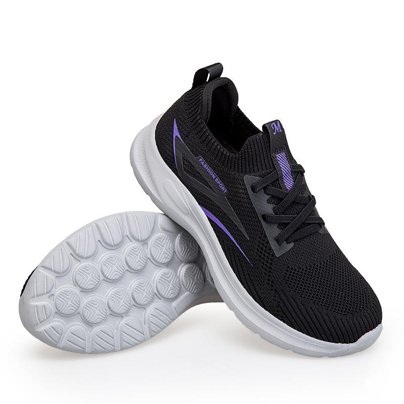 Women's Shoes Wide Instep Casual Walking Shoes Couple Sports Tide Shoes Flying Woven Mesh Breathable Lightweight Mother Shoes Elderly Shoes