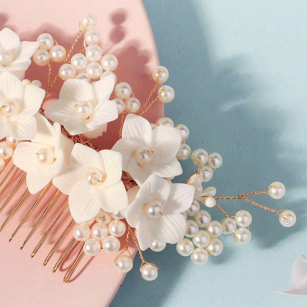Sparkling Flower Hair Comb Rhinestone Headpiece Elegant Bridal Headband Girls