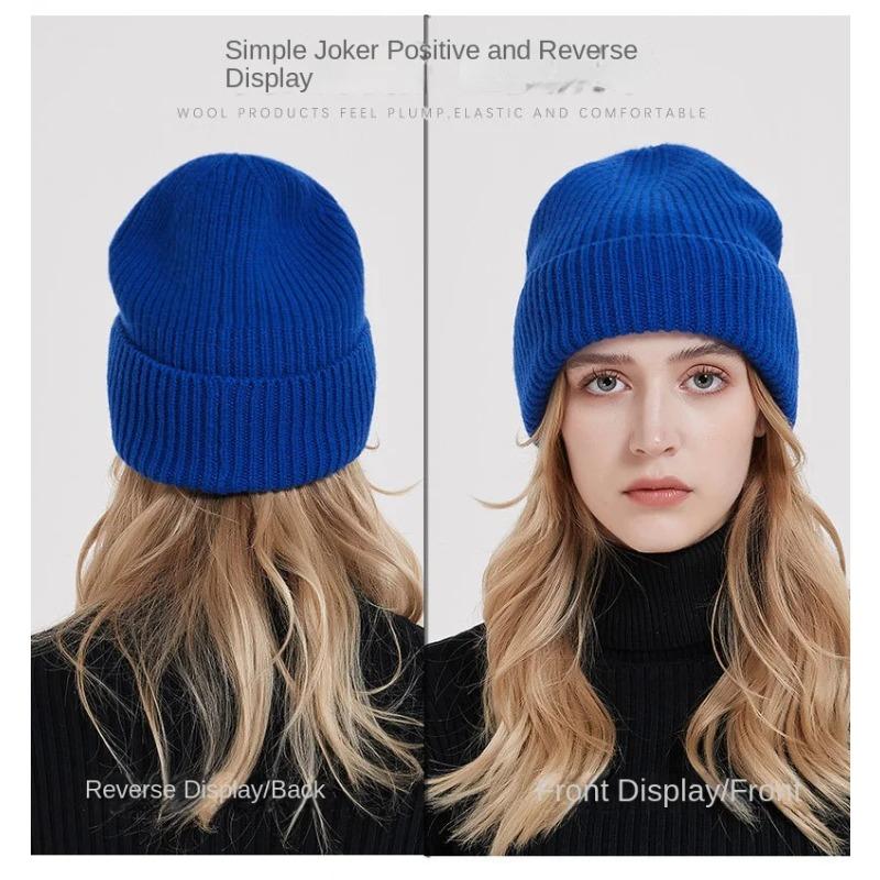 100% Merino Wool Beanie Winter Women Men Boys Girls Crochet Skullies Hat Solid Color Autumn Knitted Beanies Caps