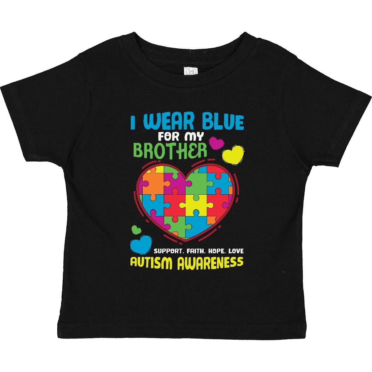 Inktastic I Wear Blue For My Brother Autism Awareness Toddler kids boys T-Shirt Sibling 150