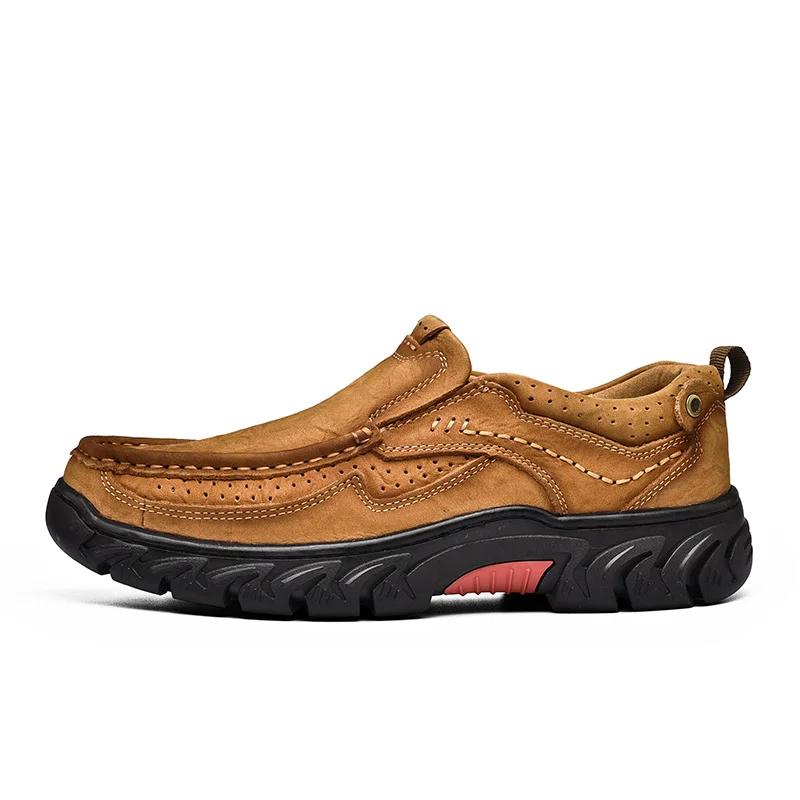Fashion Genuine Leather Outdoor Slip On Shoes Men Cow Leather Luxury Men's Shoes Casual Male British Style Handmade Loafers For Man