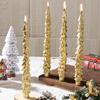 Gold Tree Shaped Taper Candles, Romantic Christmas Decor for Home Table, Holiday Ornament & New Year Gift
