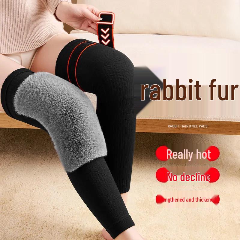 Unisex Winter Kaninchenfell Knieschoner für Wärme & Gelenkunterstützung beim Radfahren