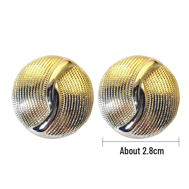 Exaggerated Striped Metal Stud Earrings for Women