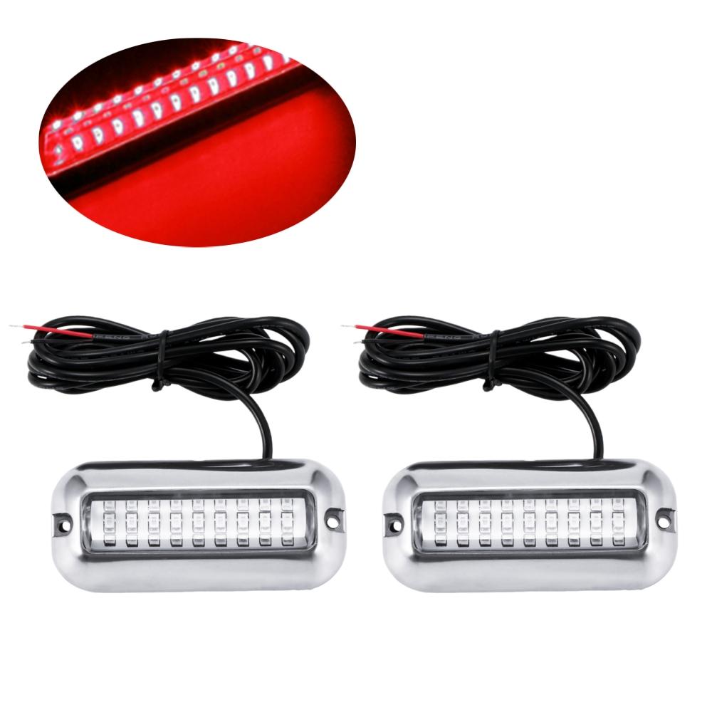 2PCS 27LED Blue/White/Red Stainless Waterproof  Lights Underwater Pontoon For Marine Boat Transom&Blue Light Sailing Lamp 50W