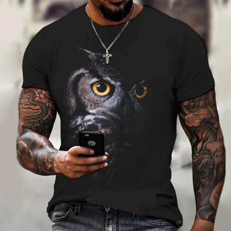 Fashion Owl Pattern Print Design Men's T-shirt Street Fashion Harajuku O-Neck Comfortable Short Sleeve Tshirt