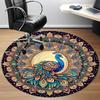 1 Stück Pfauen Mandala Kunstwerk Büro Runder Teppich, Rutschfest, Weicher und Langlebiger Büroteppich für Innendekoration, Perfekt für das Büro