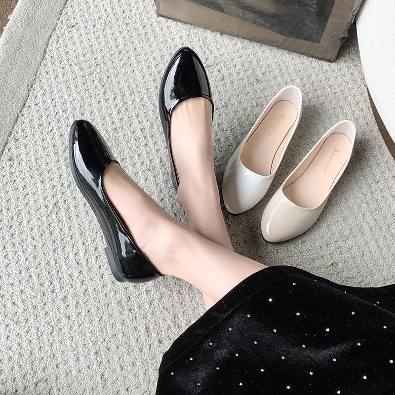 Dámské uniformní kožené boty Jaro Podzim Dámské ležérní ploché boty Formální univerzální černé dámské baleríny Protiskluzové mokasíny