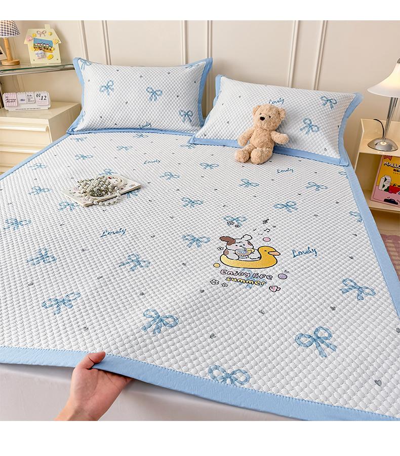 Ice Bean Cold Mat Ice Silk A-class Maternal and Child Grade Household Cooling Mat Bed Sheet Washable 3-Piece Set