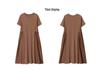 Women's Summer 2025 Pure Cotton Short Sleeve Dress - Loose Fit, Plus Size, Belly-Slimming, Casual for Middle-Aged Moms
