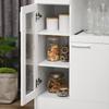 Modern Sideboard with Cupboards and Drawer In Wood and Glass, 60x40x95cm, White