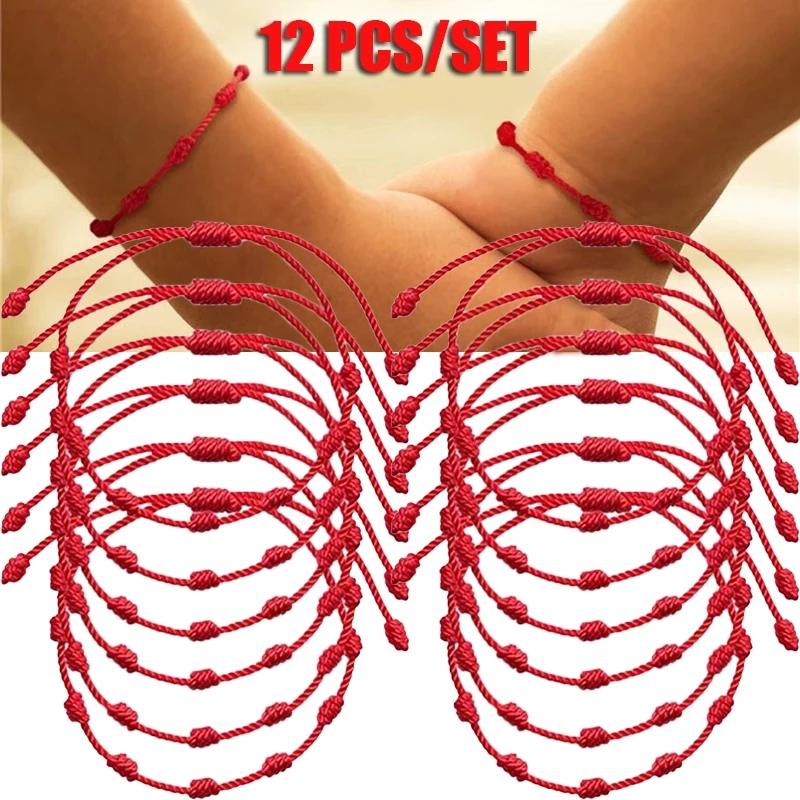 7 Knots Red Blacke Evil Eye String Braided Bracelet for Women Men Lucky Amulet Handmade Rope Bracelets Friendship Couple Jewelry