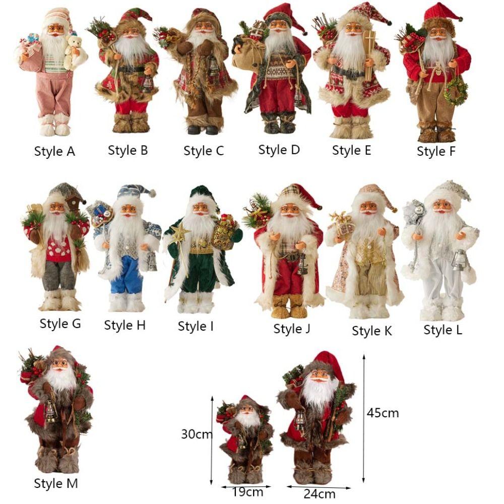 Standing Santa Claus  Statue Ornaments 30/45cm Santa Claus Toy Santa Claus Doll  Mall