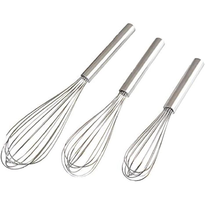 Stainless Steel Whisks with 3 Packs 8"+10"+12" Kitchen Whisk Set Kitchen Whip Kitchen Utensils Wire Whisk Balloon Whisk Set for Blending Whisking