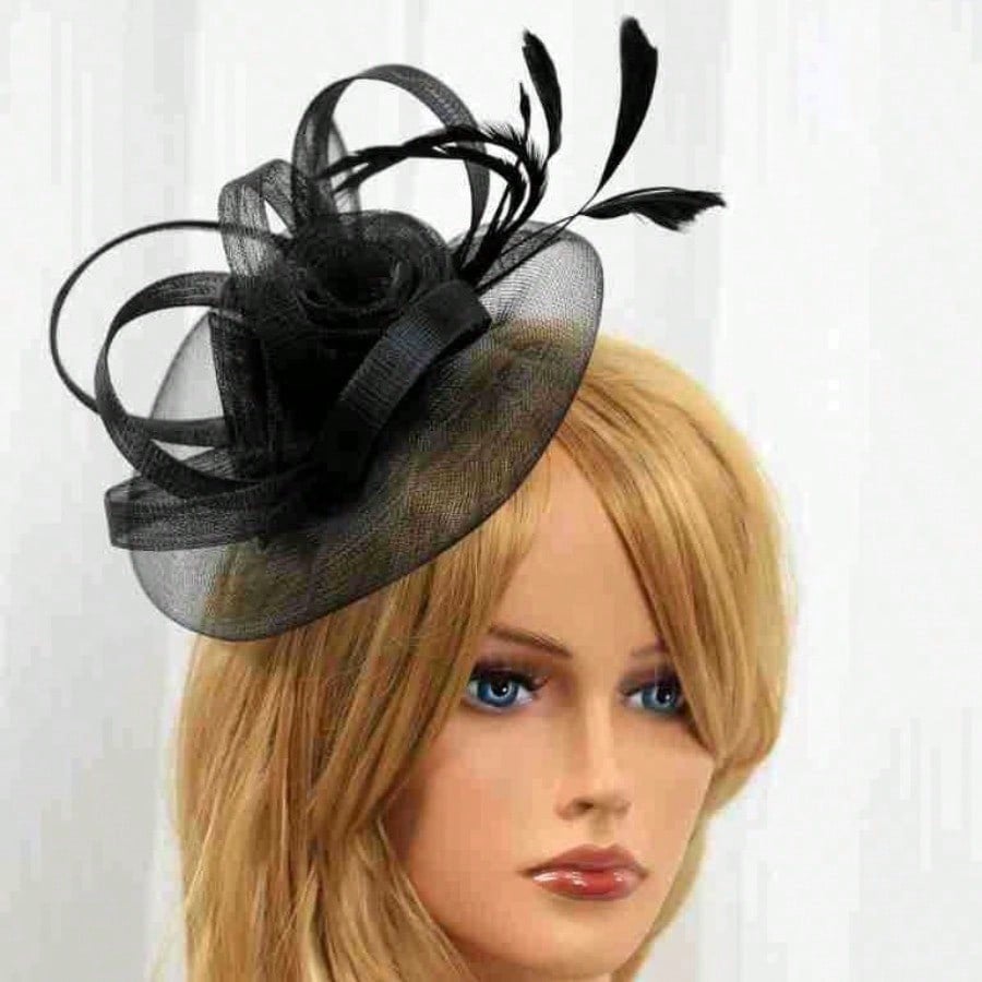European and American Jockey Club Headgear Top Hat Feather Top Hat Mesh Hat Bridal Head Flower Ball Party Hair Accessories