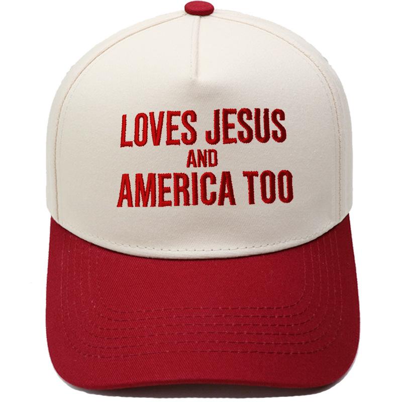 LOVES AMERICA embroidered truck driver baseball cap color matching European and American men's and women's casual sun hat