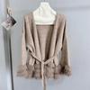 Lazy & Charming Women's V-neck Knitted Cardigan with Fox Fur - 2025 Autumn/Winter Collection