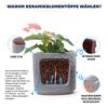 Handcrafted Ceramic Plant Pot Set, 4-Piece (diameter 38/31.5/24.5/20 cm), Glossy Ash Grey with Herringbone Relief, Breathable, Frost-Resistant