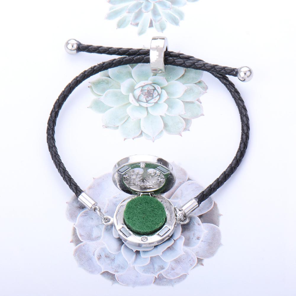 Women's Adjustable Braided Leather Aroma Diffuser Tree of Life Bracelet