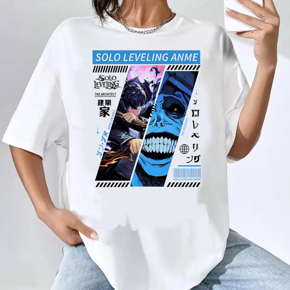Solo Leveling T-Shirt Sung Jinwoo New Anime Manga Tshirt Men Women Clothing Short Sleeve Cartoon T Shirt