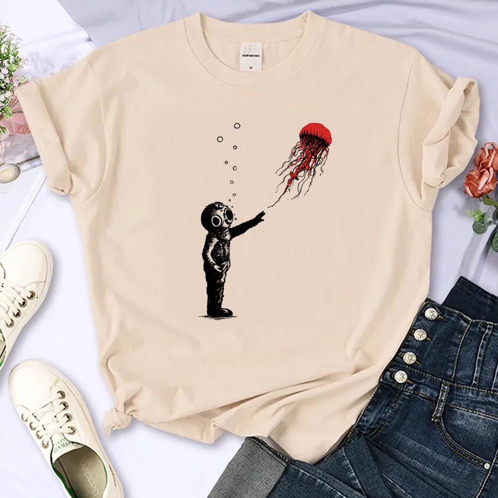 Jellyfish Tee Women Harajuku Streetwear Manga T-shirts Girl Funny Japanese Clothing