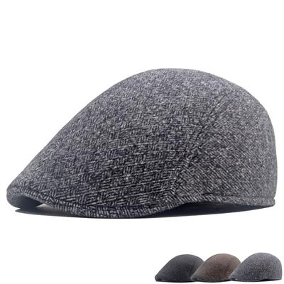 Men's Winter Cotton Thick Cap Old Man Warm Forward Cap Cotton Beret Newsboy Caps for Men