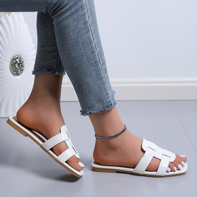 

Fashion 2025 Luxury Summer Slippers Women Flat Outdoor Trend Beach Sandals Female Flip Flops Brand Design Slides Shoes Woman Big Size 43 35 белый