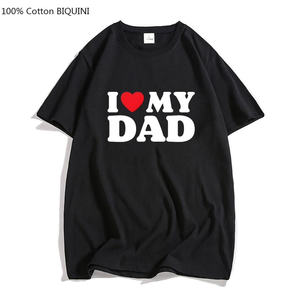 Jeg elsker pappaen min Rødt hjerte Symbol Bokstaver Familie Estetiske T-skjorter 100% Bomull Høy Kvalitet T-skjorter Kjekke Tees Genser