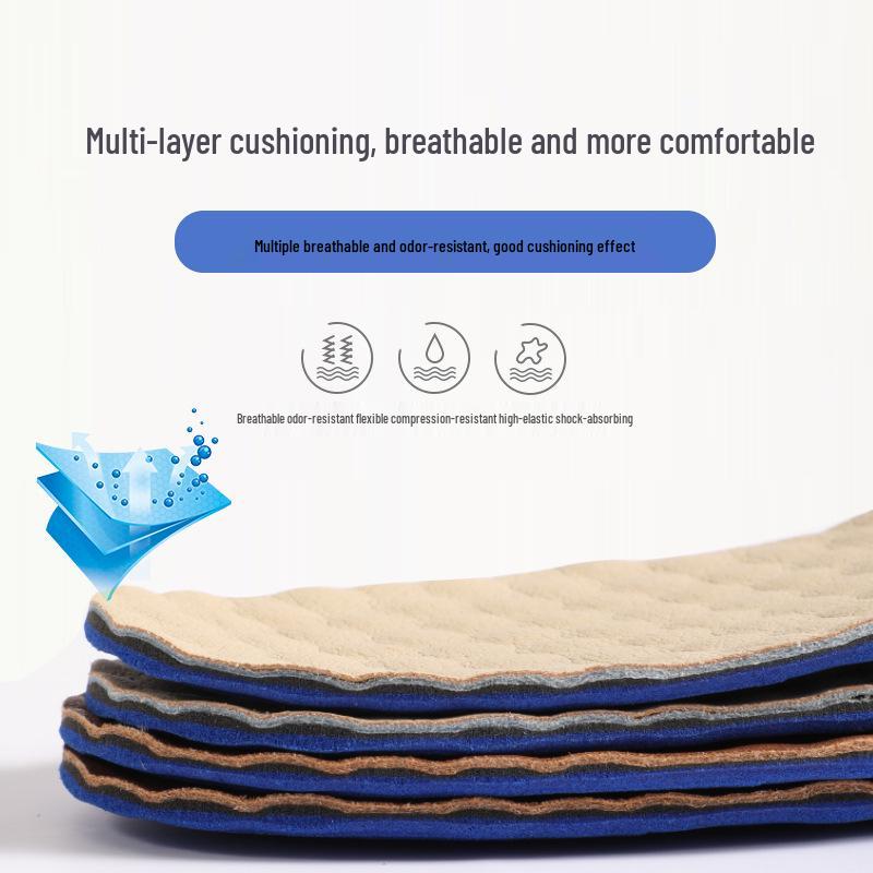 Men's Genuine Leather Shock-Absorbing, Sweat-Absorbing Breathable Basketball Insole