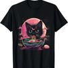 Pastel Goth Aesthetic Kawaii Cat Eating Ramen Noodles Cats T-Shirt