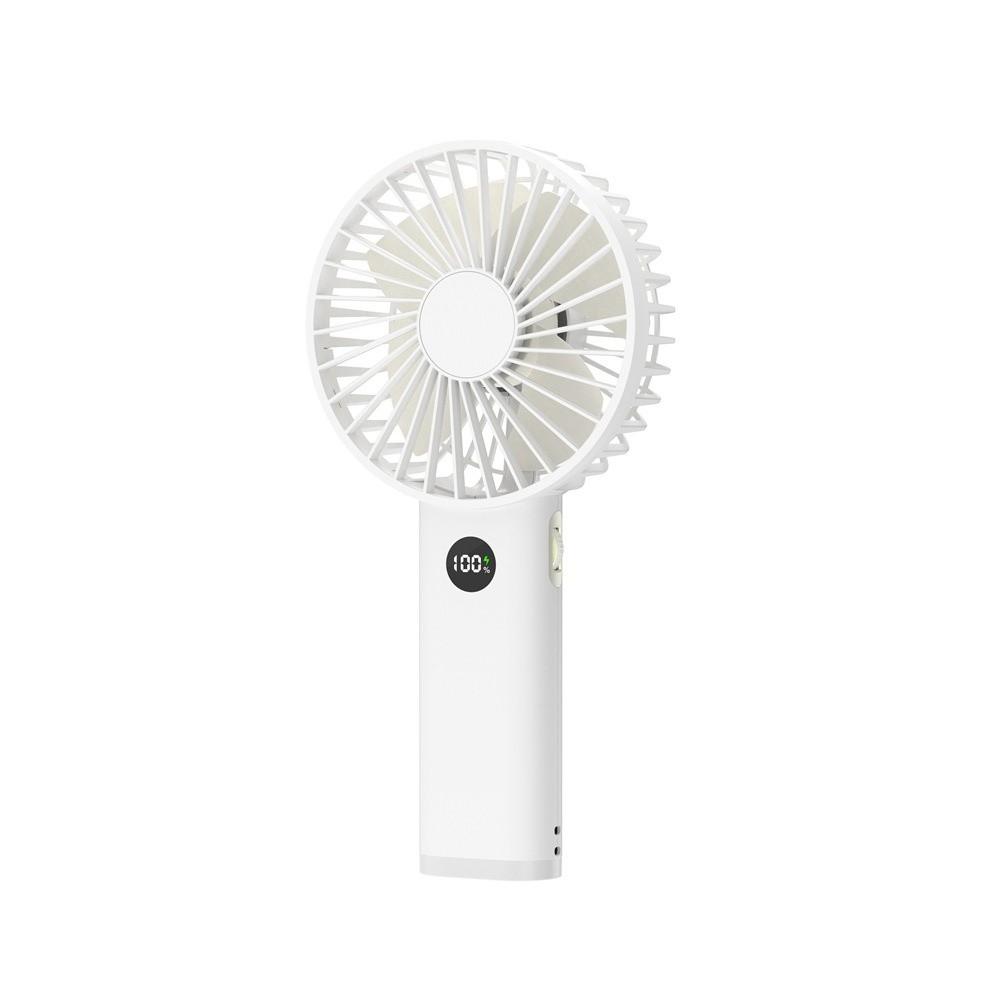 LED Digital Display Mini Fan 3600mAh USB Hand Fan Portable Handheld Fan  Home Use белый