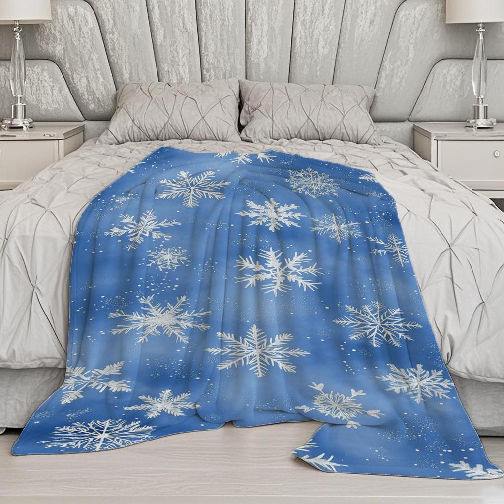 Snowflake Pattern Blanket Microfiber Flannel Cover Blanket Bedroom Living Room Sofa Soft And Comfortable Home Decoration