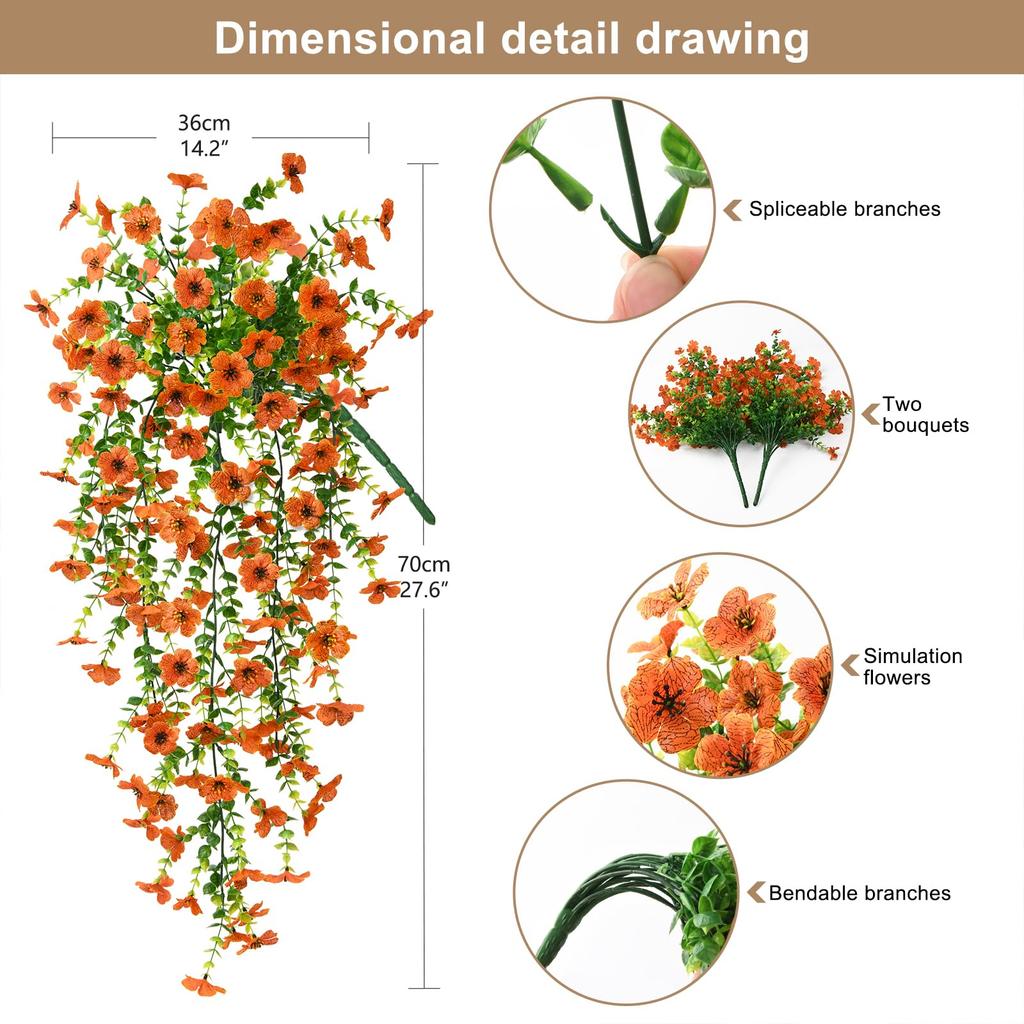 1 Stück Künstliche Hängeblumen Pflanzen für Außen Frühling Sommer Dekoration Faux Seide Gänseblümchen UV-Beständig Heim Hof Dekor Blume