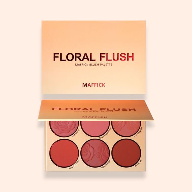 MAFFICK - Палетка румян с 6 оттенками и тиснением в виде цветов - 2 типа 02 (5.6g x 6)