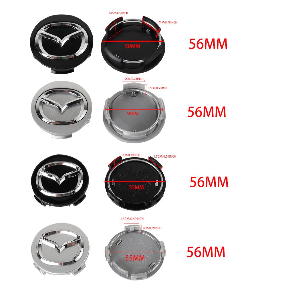 56MM Car Logo Wheel Center Hub Caps Badge Cover Sticker For Mazda Axela Demio Atenza CX CX3 CX7 CX30 CX60 CX9 2 3 4 323 MX3 MX6