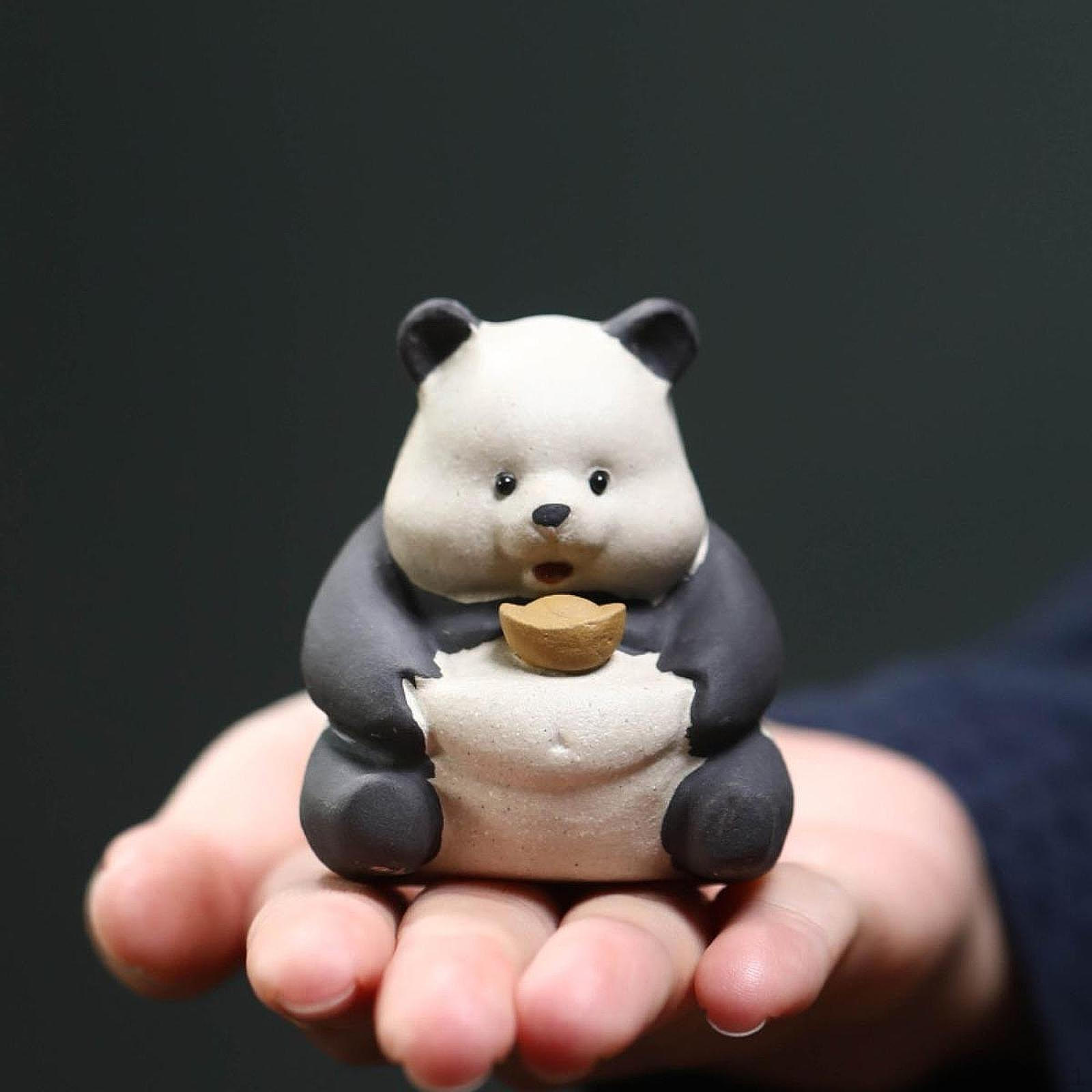 Чайный питомец Статуэтка панды Ремесленное украшение Декоративный подарок Декор для дома Фигурка животного Подставки Аксессуары