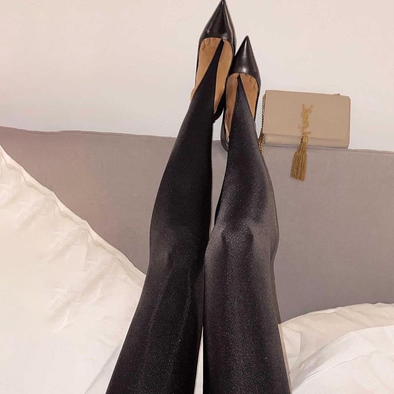 High Waist Gray/Black Stirrup Leggings - Slimming Elastic Pants for Women
