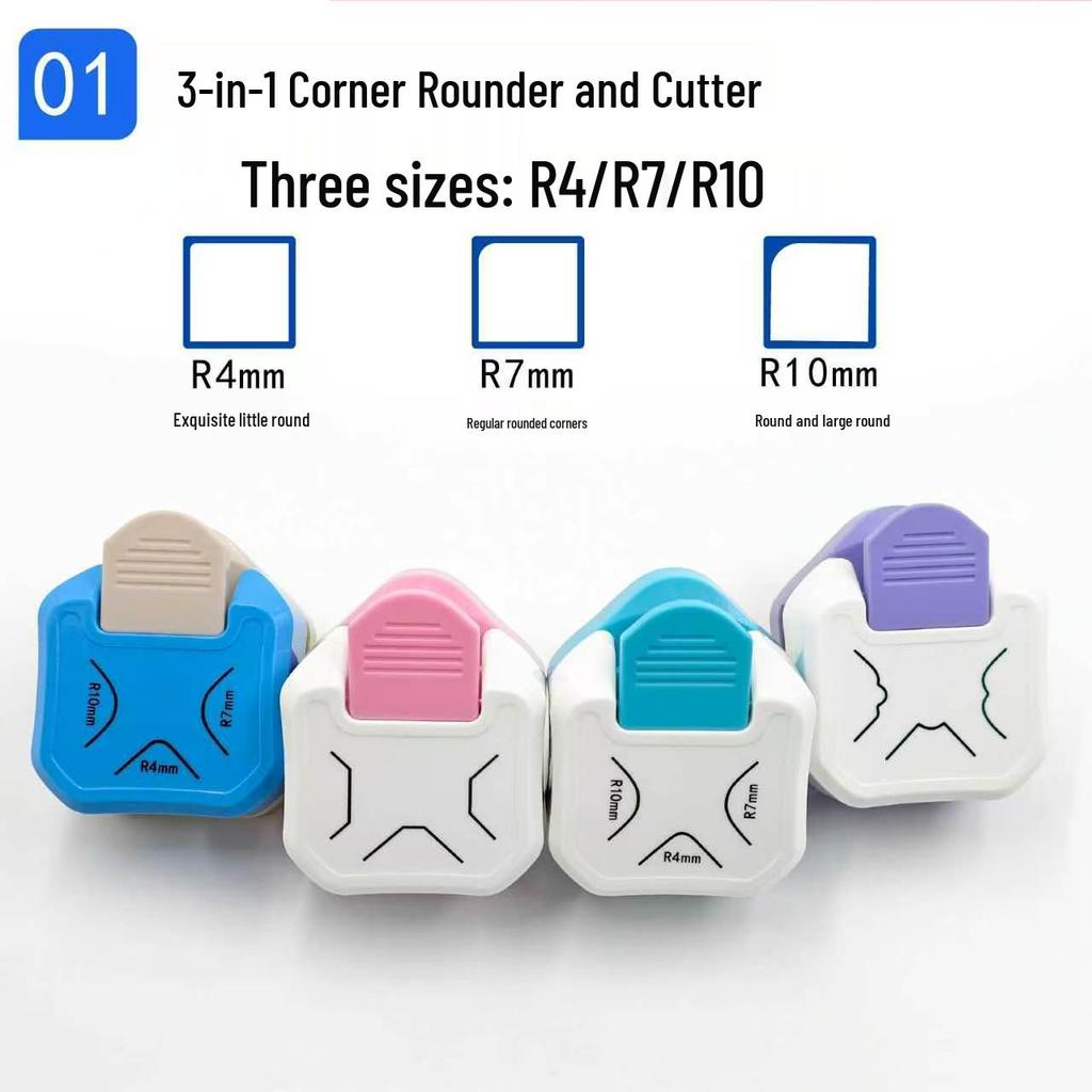 Three-in-One Multi-Angle Corner Trimmer: Flower, Flat, Round Cutter for Cards and Paper