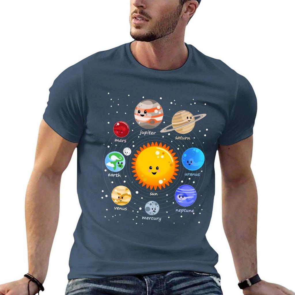 Solar system happy Kawaii style TShirt Unisex t shirt cotton high quality Unisex t shirt summer t shirts for Unisex pack cotton Tshirt