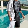 Men's Casual Sports Set Short Sleeve and Shorts Two-Piece Fashion Geometric Pattern Summer Daily Wear Comfortable Breathable