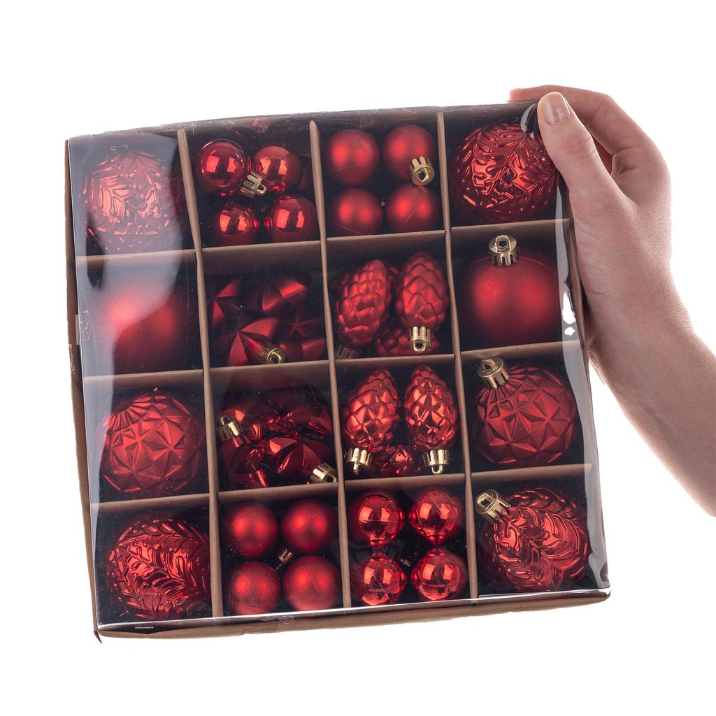 Christmas Tree Baubles Shatterproof Christmas Tree Bauble Ornaments Red Set 60x