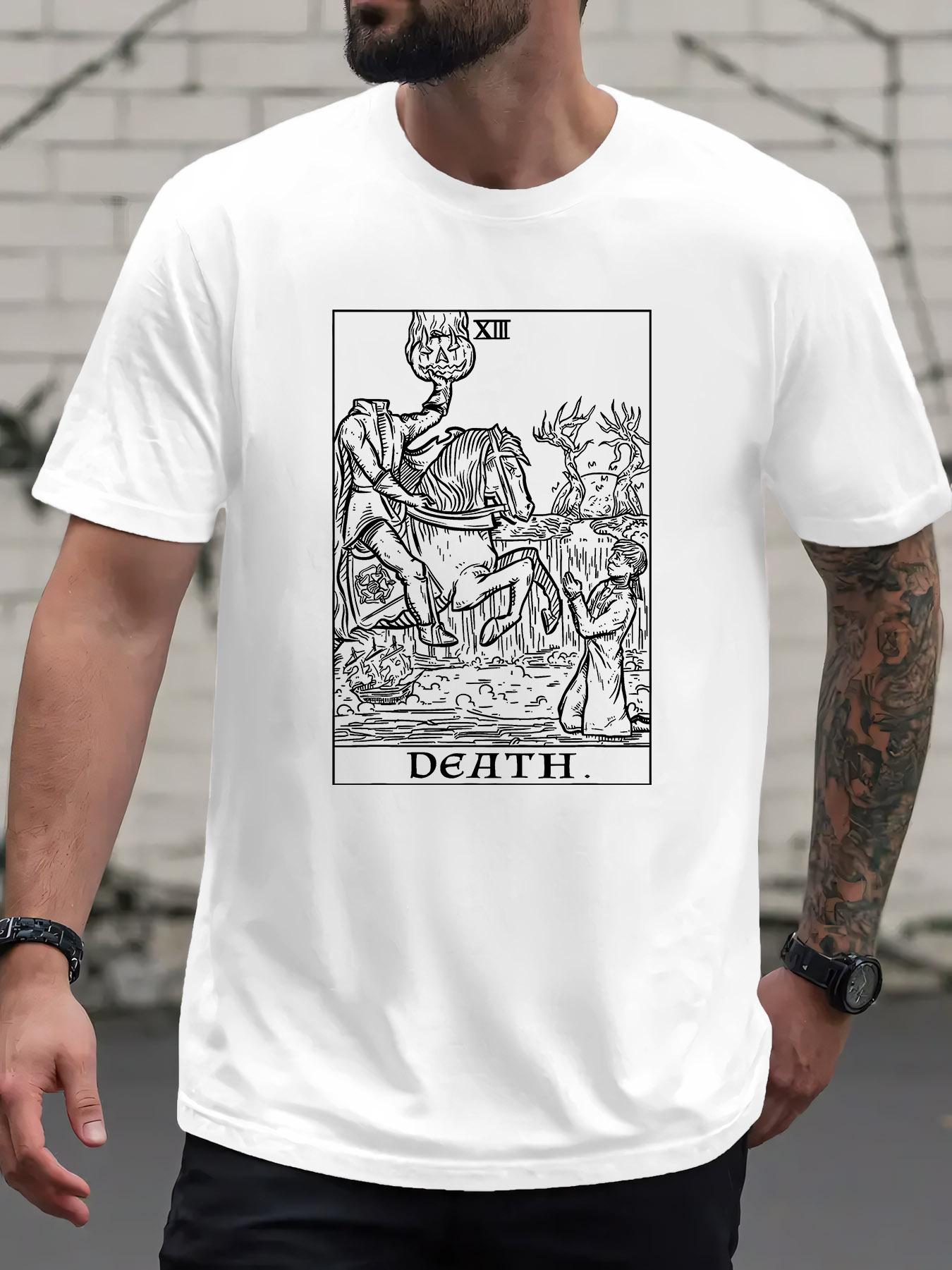 

Black Death Tarot Knight Graphic Print T-shirt - 95% Polyester 5% Elastane Stretch XL