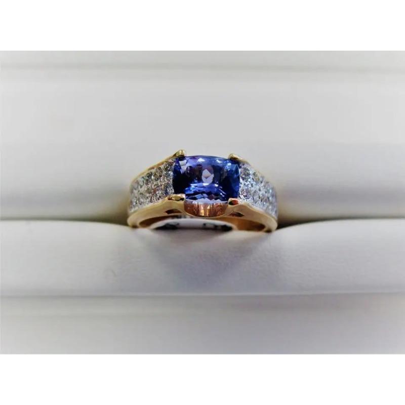 Vintage Gold Luxury Blue Crystal AAA Cubic Zirconia Rings for Men and Women Metal Plated Silver Wedding Engagement Party Ring